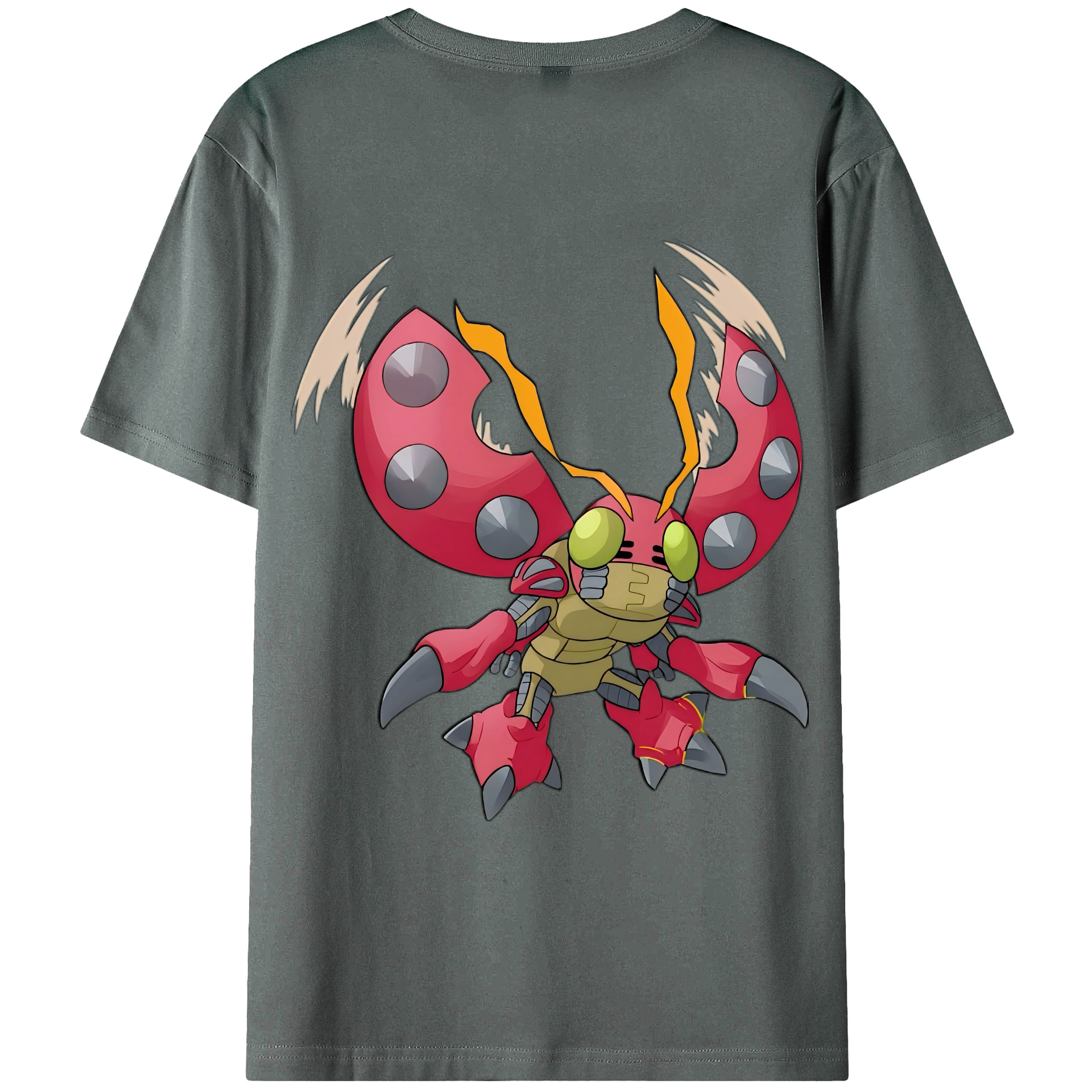 （画像用） Digimon デジタルモンスター/デジモン 綿100％ メンズ半袖Tシャツ（バックプリント） 通気性